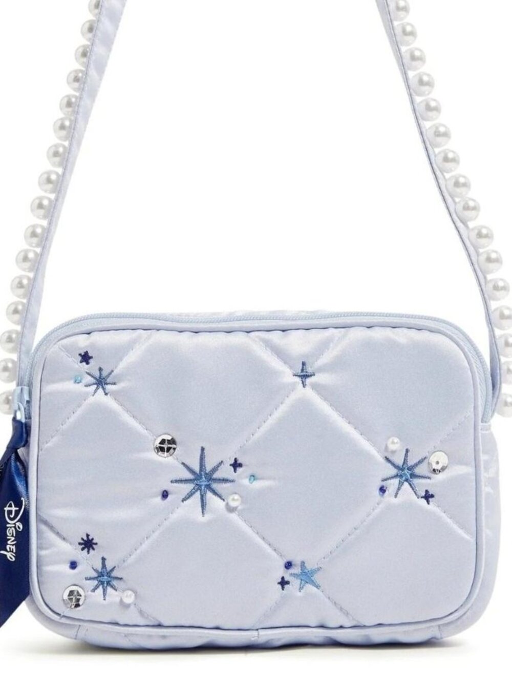 Bradley Disney Cinderella Evie Mini Crossbody Bag Light Blue Quilted Satin Pearl
